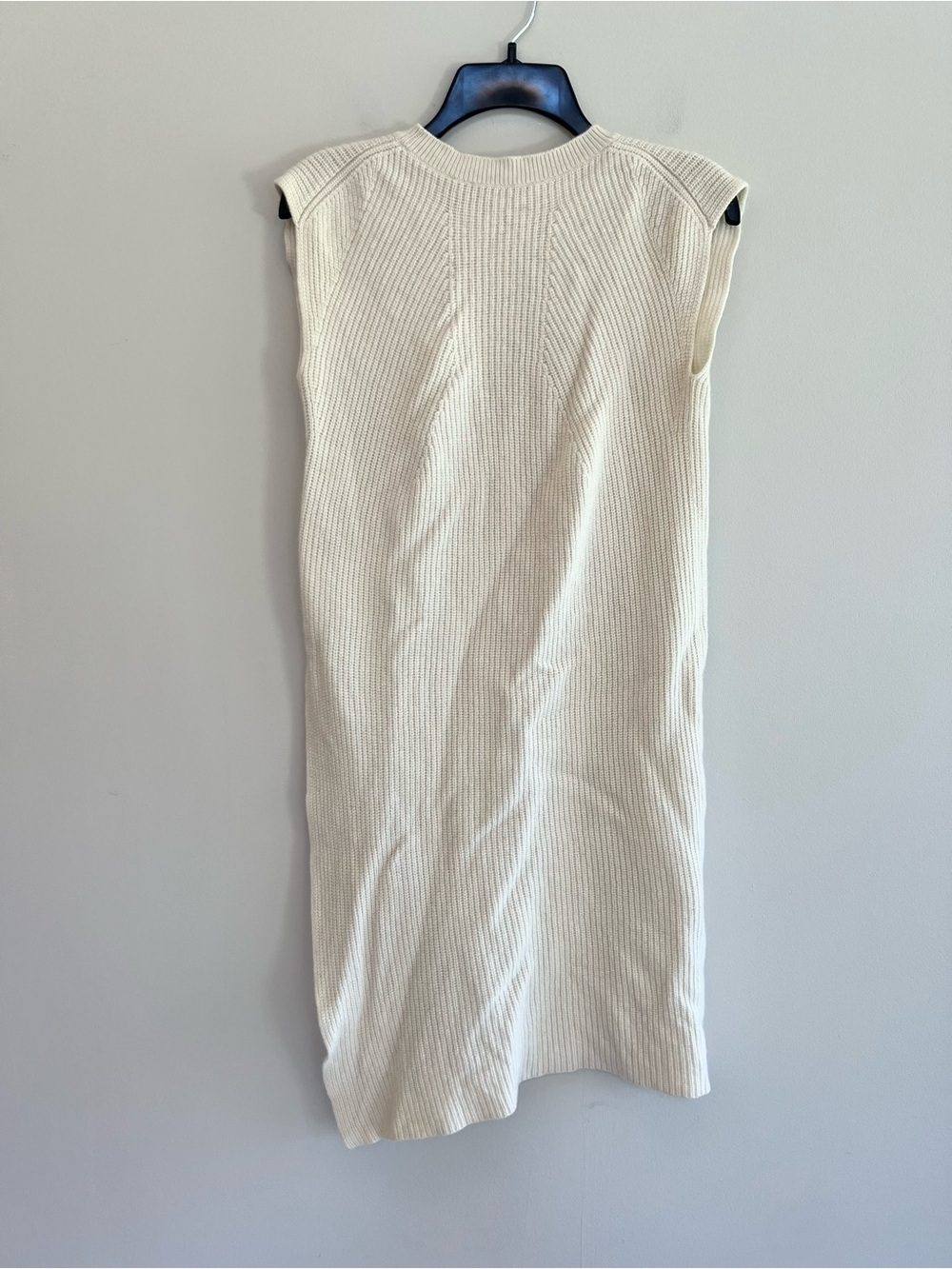 Helmut Lang Wool Cashmere Sleeveless Knit Tunic Sweater Dress Ivory Cream, Small - Picture 3 of 10